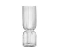 Navaris Vaso Alto da Interno a Coste - Vaso in Vetro Minimal Trasparente - Design Decorativo - Forma Originale per Arredamento Casa e Ufficio - 35 x 14 x 14 cm