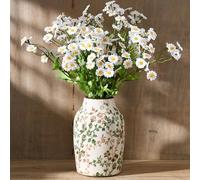 Vaso antico verde e beige, 19 cm, design floreale in cineserie, vaso in ceramica rustica per decorazione domestica, soggiorno, libreria, ufficio, ingresso, grande decorazione millenaria, decorazione