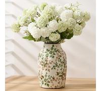 Vaso antico verde e beige, 19 cm, design floreale in cineserie, vaso in ceramica rustica per decorazione domestica, soggiorno, libreria, ufficio, ingresso, grande decorazione millenaria, decorazione