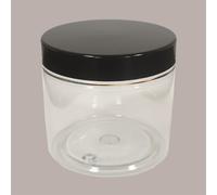 Vaso Barattolo Pet Trasparente 200 Ml + Coperchio Nero Lucido Ideale per Gelato 10 pezzi