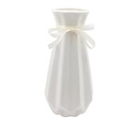 Vaso bianco alto 20 cm, vaso di fiori moderno in ceramica con nastro colorato, vaso decorativo per erba della pampa, vaso geometrico per casa, soggiorno, tavolo da pranzo, ufficio, decorazione