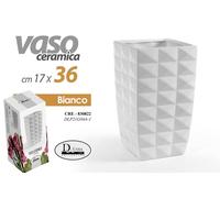 VASO BIANCO ALTO CERAMICA QUADRATO CENTROTAVOLA EVENTI CLASSICO MODERNO 3617 cm