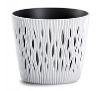 Vaso bianco scanalato Sandy Round 18,9 cm