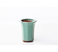 Vaso bonsai ottagonale 8 cm smaltato verde chiaro