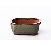Vaso bonsai rettangolare 17 cm smaltato verde oliva