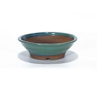 Vaso bonsai smaltato tondo 19 cm Verde