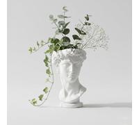 Vaso Busto David di Michelangelo, Scultura Decorativa in PLA Bianco, Stile Classico Rinascimentale, Organizer per Pennelli Trucco e Penne