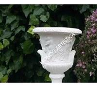 VASO CALICE CON BASE COLONNA FIORIERA PER ESTERNO DA GIARDINO IN CEMENTO MARMO