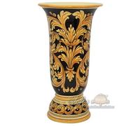 Vaso calice in ceramica italiana soprammobile vasi artigianali decorativo nero a