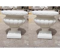 VASO CALICE ORCIO COPPIA DI VASI DA GIARDINO ESTERNO IN CEMENTO MARMO H38CM 2PZ