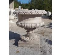 VASO CALICE ORCIO FIORIERA PER PIANTE DA GIARDINO ESTERNO IN CEMENTO MARMO H64CM