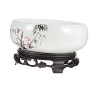 Vaso Ceramico Idroponico Rotondo Con Base in Plastica Per Piante E Fiori - Fioriera Elegante in Stile Cinese Per Decorazione Interna Ed Esterna Perfetto Per Casa E Ufficio