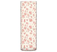 Vaso cilindrico in plastica, 30 cm, decorativo, estetico, decorativo, alto, per soggiorno, camera da letto, feste, motivo senza cuciture, rose rosse