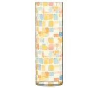 Vaso cilindrico retrò a scacchiera Groovy Flower plastica 30 cm moderno decorativo alto vasi da fiori per tavolo da pranzo libreria libreria decorazione