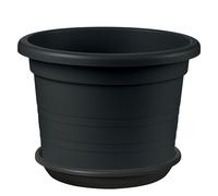 Vaso Cilindro per Giardino Liscio Plastica con Sottovaso e Terriccio Ø 70/80 cm