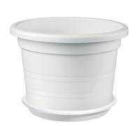 VASO CILINDRO TONDO DIAM. CM 70X49 H IN PLASTICA LISCIA RIGATA COLORE BIANCO