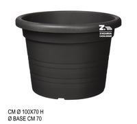 VASO CILINDRO TONDO DIAM. CM 100X70 H IN PLASTICA LISCIA RIGATA COLORE ANTRACITE