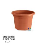 VASO CILINDRO TONDO DIAM. CM 60X42 H IN PLASTICA LISCIA RIGATA COLOR TERRACOTTA