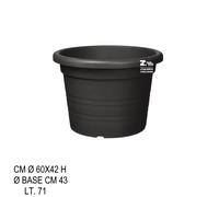 VASO CILINDRO TONDO DIAM. CM 60X42 H IN PLASTICA LISCIA RIGATA COLORE ANTRACITE