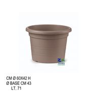 VASO CILINDRO TONDO DIAM. CM 60X42 H IN PLASTICA LISCIA RIGATA COLORE AVANA