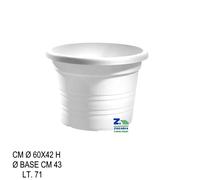 VASO CILINDRO TONDO DIAM. CM 60X42 H IN PLASTICA LISCIA RIGATA COLORE BIANCO