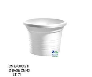 VASO CILINDRO TONDO DIAM. CM 60X42 H IN PLASTICA LISCIA RIGATA COLORE BIANCO