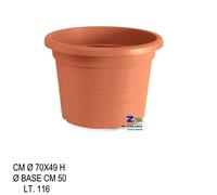 VASO CILINDRO TONDO DIAM. CM 70X49 H IN PLASTICA LISCIA RIGATA COLOR TERRACOTTA