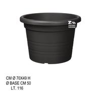 VASO CILINDRO TONDO DIAM. CM 70X49 H IN PLASTICA LISCIA RIGATA COLORE ANTRACITE