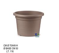 VASO CILINDRO TONDO DIAM. CM 70X49 H IN PLASTICA LISCIA RIGATA COLORE AVANA