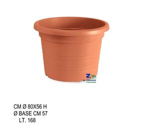 VASO CILINDRO TONDO DIAM. CM 80X56 H IN PLASTICA LISCIA RIGATA COLOR TERRACOTTA