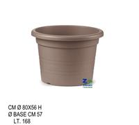 VASO CILINDRO TONDO DIAM. CM 80X56 H IN PLASTICA LISCIA RIGATA COLORE AVANA