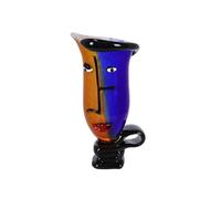 Vaso colorato vetro soffiato stile Murano a forma di Viso arredo altezza 35 cm