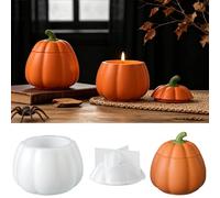 Vaso con coperchio a forma di zucca in resina siliconica stampo per candela | Zucca con coperchio, silicone antiaderente flessibile, resistente al calore, adatto a resina epossidica/cemento