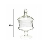 VASO CON COPERCHIO AMPOLLA ALZATINA BISCOTTIERA PER CONFETTATA VETRO 28CM