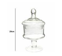 VASO CON COPERCHIO AMPOLLA ALZATINA BISCOTTIERA PER CONFETTATA VETRO 29CM