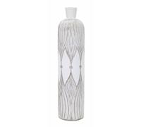 Vaso con eleganti decorazioni intagliate Decorato, ATENE , Ø 15x h60 cm diametro superiore Ø 4 cm in Polyresin grigia grigio