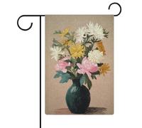 Vaso con fiori vintage bandiera da giardino stagionale vacanza juta doppia faccia casa cortile esterno bandiere 30,5 x 45,7 cm