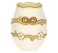 Vaso con margherite e fiocco in ceramica, medio