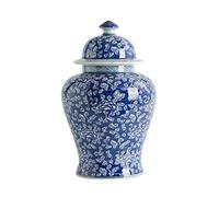 Vaso Creativo Cinese in Ceramica Blu e Bianca con Coperchio, Vaso Decorativo in Ceramica for la Decorazione Domestica, centrotavola con Decorazione Floreale (Size : 50cm x 26.5cm)
