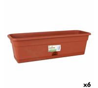 Vaso da Balcone con Piatto Dem Greentime Rettangolare Marrone 60 x 20 x 17,3