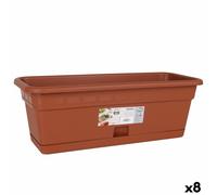 Vaso da Balcone con Piatto Dem Squares Rettangolare Marrone 50 x 20 cm [8 Uni