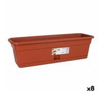 Vaso da Balcone con Piatto Dem Squares Rettangolare Marrone 60 x 20 cm [8 Uni