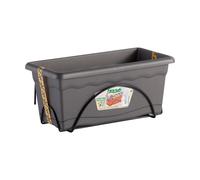 Vaso da Balcone con Piatto Plastiken Antracite polipropilene 50 x 20 cm
