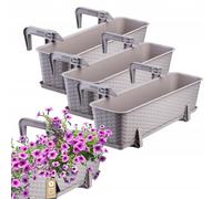 KADAX Fioriera da balcone con base e maniglie, 60 cm, caramello - Set 3 pezzi