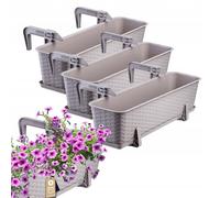 KADAX Fioriera da balcone con base e maniglie, 60 cm, caramello - Set 3 pezzi