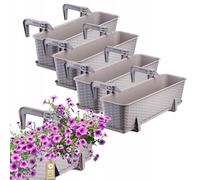 Vaso da balcone KADAX con base e maniglie, 60 cm, caramello, confezione da 4