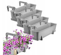 Vaso da balcone KADAX con base e maniglie, 60 cm, grigio chiaro, confezione da 4