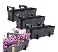 KADAX Pentola da balcone con base e maniglie, 60 cm, antracite, 3 pezzi
