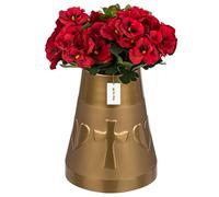 Vaso da cimitero a forma di cono, decorazione per tomba, con decorazione a forma di cuore e croce, altezza 25,5 cm, diametro 11 cm, per fiori vivi e artificiali