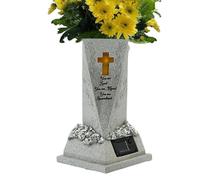 Vaso da cimitero con luce solare, 12,5 x 23,5 x 8,5 cm, vaso da fiori a LED solare dipinto a mano, statua decorativa per cimitero, regalo commemorativo per giardino, prato, cortile